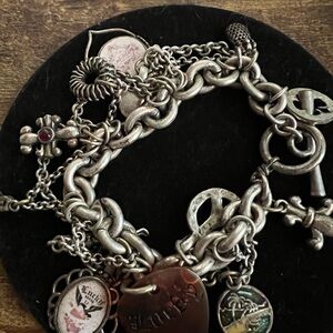 Lucky Brand Silver and Brown Charm Bracelet